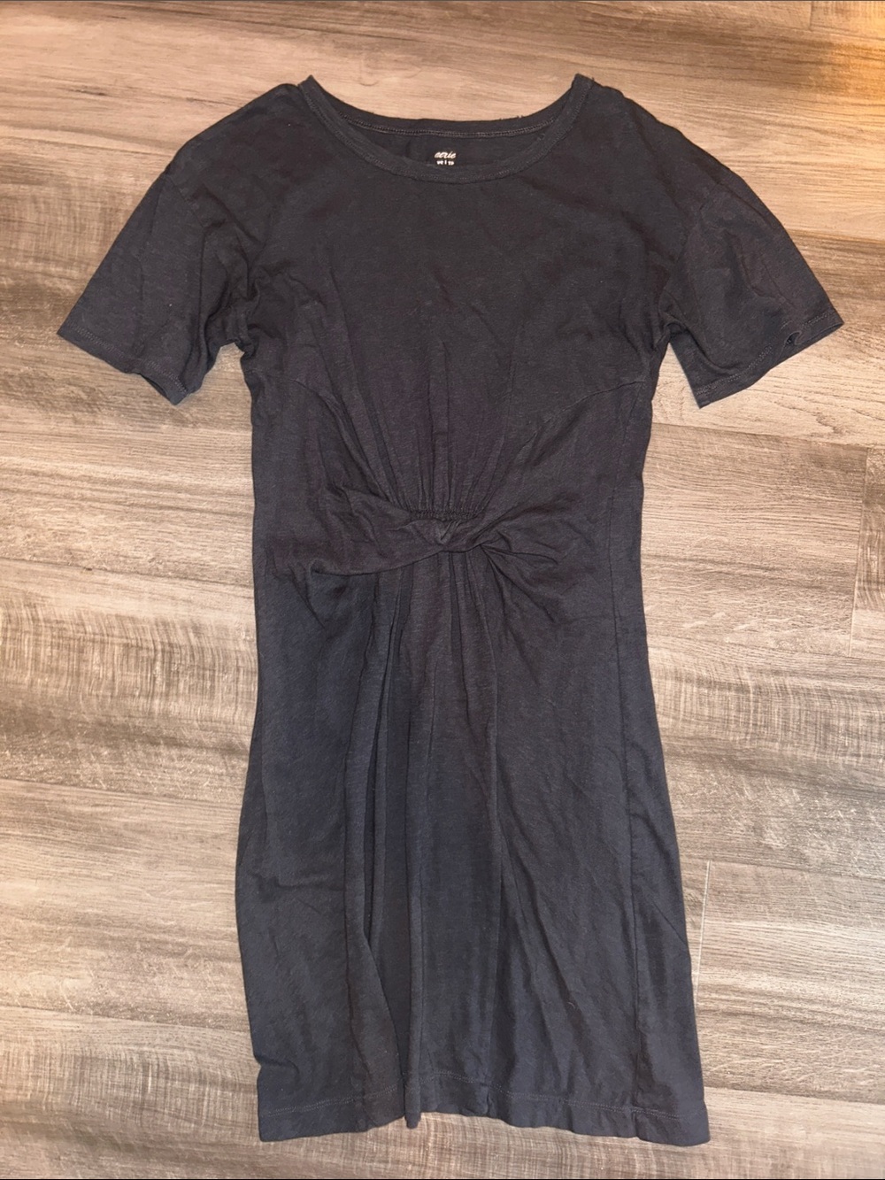 aerie Black Knot-Front Mini T-Shirt Dress